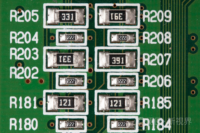 绿色印刷电子板上的芯片