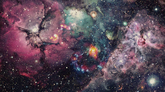 星云在深邃的空间, 闪耀着神秘的宇宙。由 Nasa 提供的这幅图像的元素