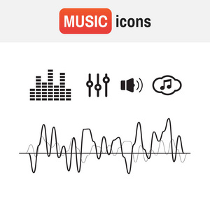 声波矢量。声波和音乐图标