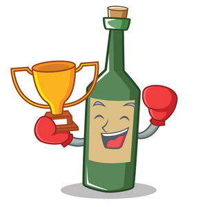 拳击优胜者酒瓶字符卡通