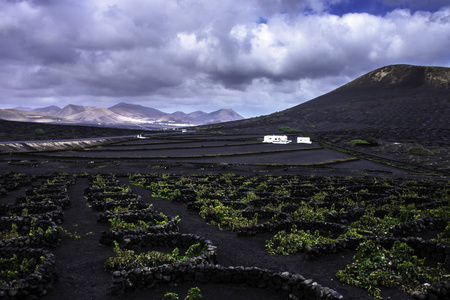 火山 La 日冕和葡萄谷兰萨罗特, 加那利群岛, 西班牙