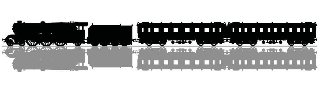 老式客车蒸汽火车的黑色剪影手画照片