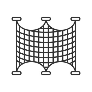 渔网线图标。细折线图。钓鱼设备。轮廓符号。矢量隔离轮廓图