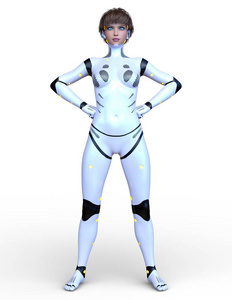 3d cg 渲染的女机器人