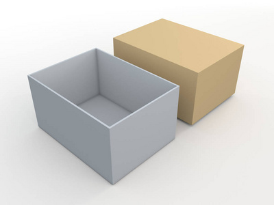 3d 渲染, 3d 插图空白白色样机盒和盖子在孤立的背景与工作路径包括