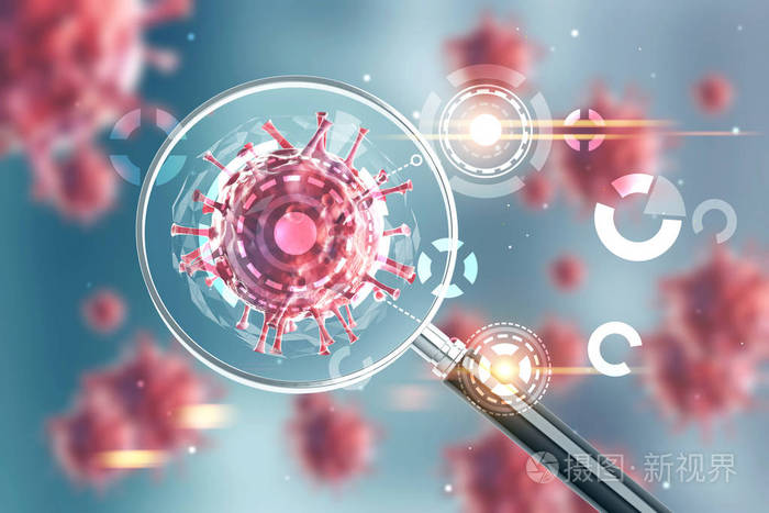 放大镜下的红色病毒