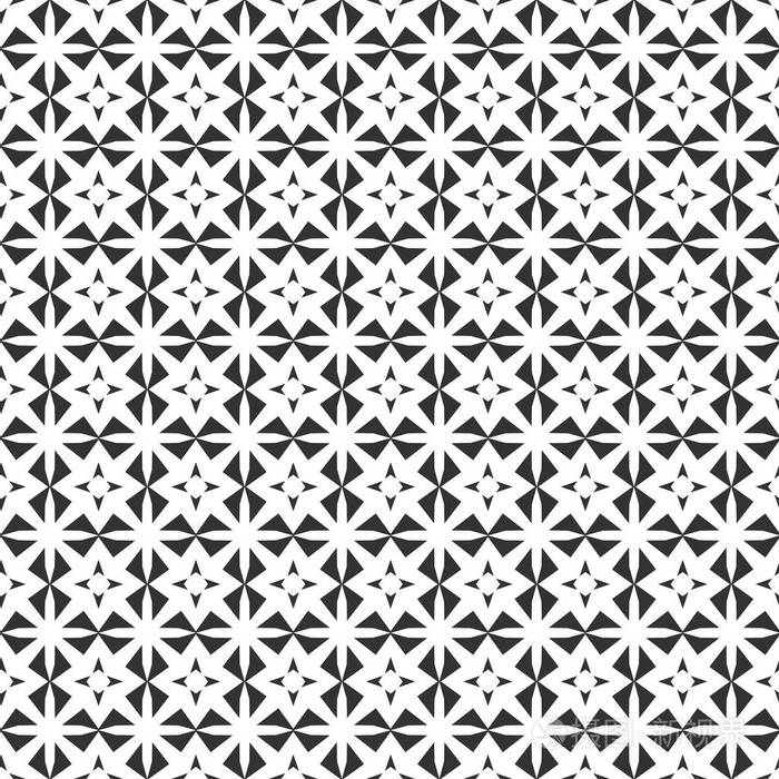 抽象几何无缝图案.重复几何黑白纹理.几何装饰
