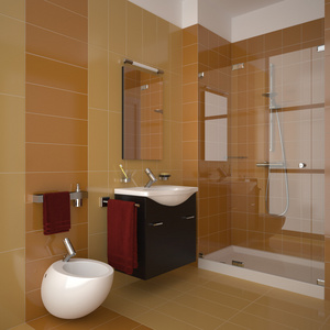 橙色的现代浴室