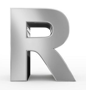 字母 R 3d 银色隔离在白色