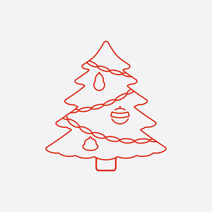 圣诞树线图标