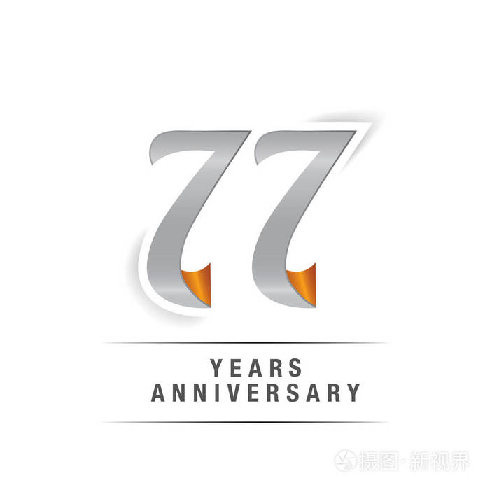 77周年纪念标志庆祝在黄色和灰色颜色在白色背景隔绝的媒介例证