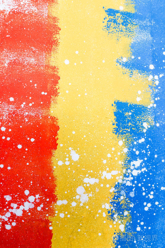 五颜六色的背景全景格式的油漆飞溅