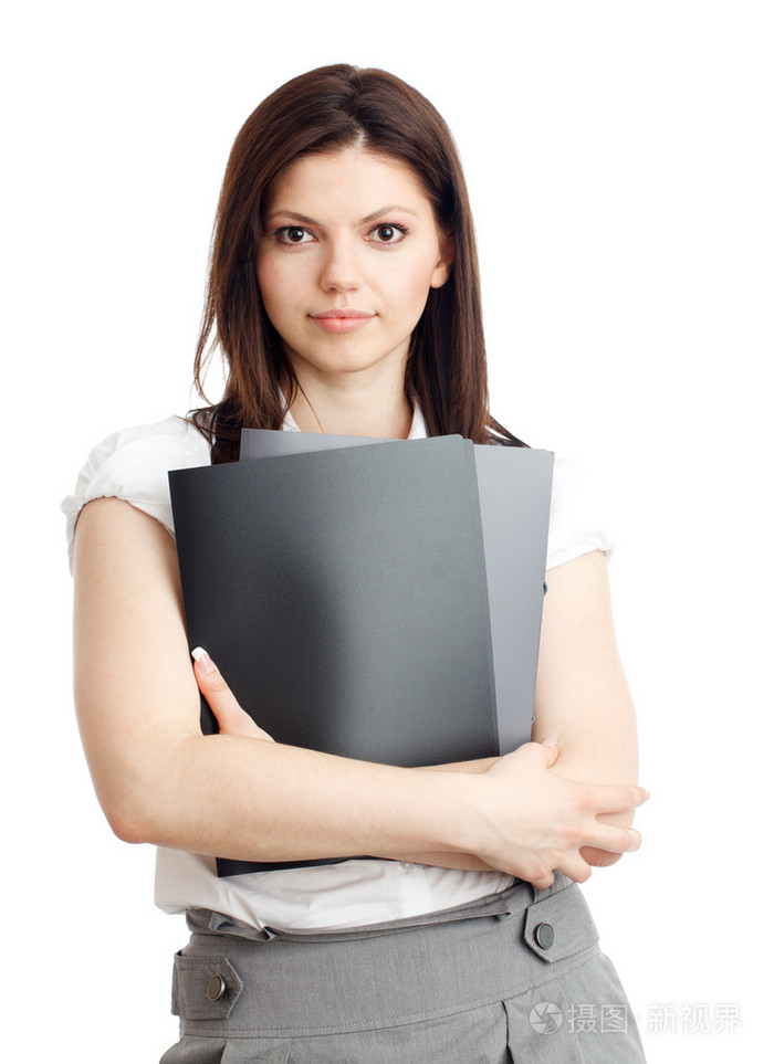 手里拿着文件夹的漂亮女商人