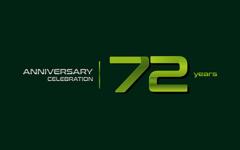 72周年纪念庆祝绿色标志, 媒介例证在深绿色背景照片