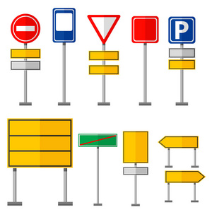 道路标志交通标志图形元素隔离城市建设创意街公路信息矢量图示