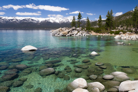 太浩湖，位于美国加利福尼亚与内华达州之间的高山湖泊。