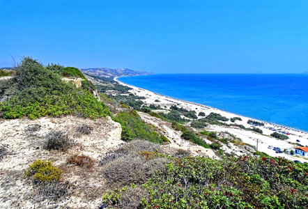 下一处海滩上在希腊科斯岛地中海岛屿的风景