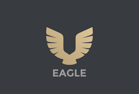 老鹰鸟翼抽象剪影标志设计矢量模板.