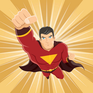 攥紧的拳头飞的超级英雄照片