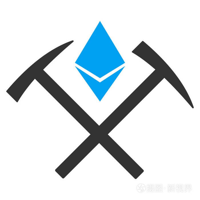 ethereum矿锤平面矢量图标