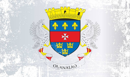 法国海外集体圣巴泰勒米的旗帜.皱纹肮脏的斑点.