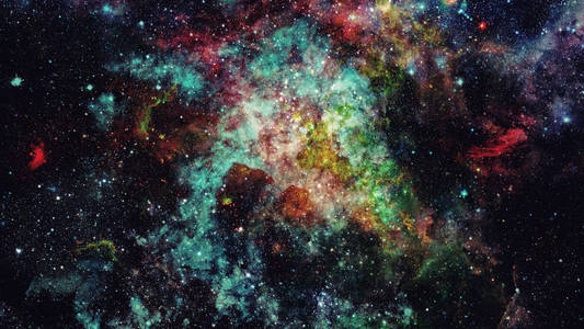 色彩缤纷的深邃空间。宇宙概念背景。由 Nasa 提供的这幅图像的元素
