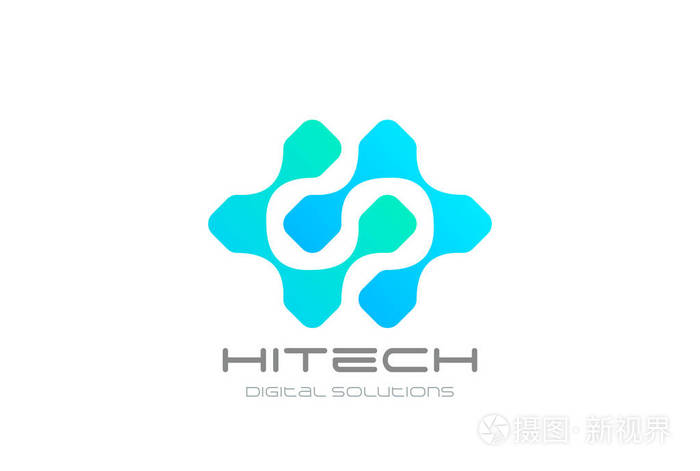 高科技芯片 dna 原子分子标志设计矢量模板