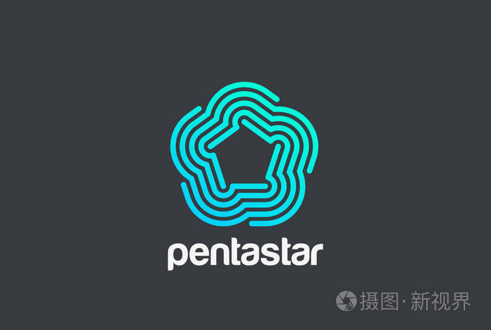 五点环形无限星标志抽象设计向量模板线性样式