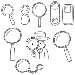 手绘放大镜图片-手绘放大镜素材-手绘放大镜插画-摄图新视界