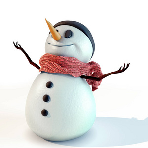 在3d 软件上制作的雪人插图