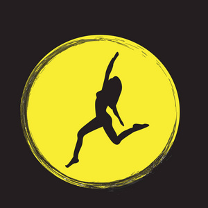 女孩普拉提.矢量在抽象背景莲花照片