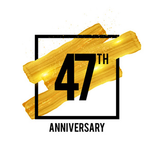 47周年纪念庆祝标识与金黄刷子装饰在白色背景隔绝了。矢量插图