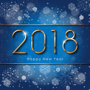 2018新年快乐文本设计与雪花.