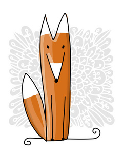 可爱的红色狐狸, 草图为您的设计