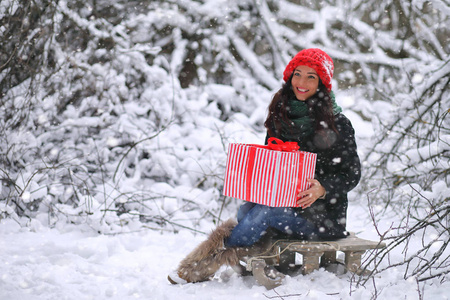 一个冬天的童话故事, 一个年轻的母亲和她的女儿骑雪橇