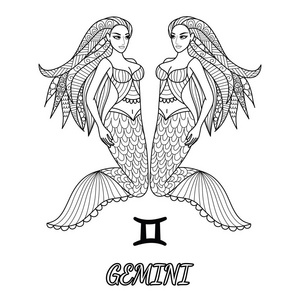 亚洲人鸟英语字母表中的第四个字母双子星座, 星座的概念, 矢量艺术