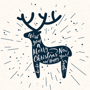 圣诞节鹿剪影与刻字