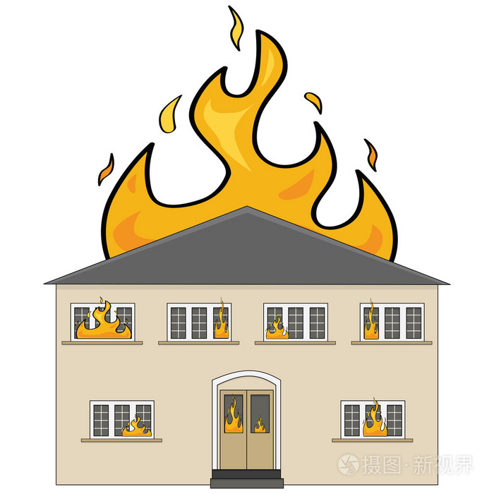 着火的房子插画-正版商用图片02qxb6-摄图新视界