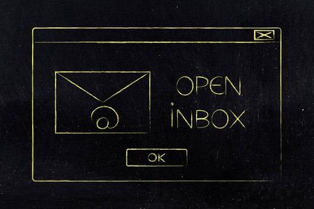 用电子邮件信封图标打开收件箱弹出消息