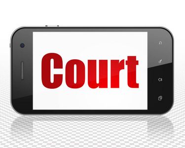 法律概念 智能手机与显示器上的法院