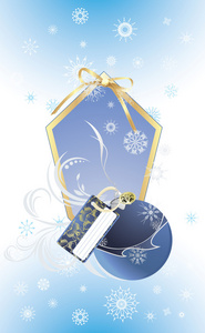 圣诞蓝球在装饰背景上雪花