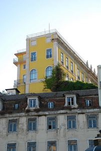 典型的房子门面在里斯本, 葡萄牙, 区 贝若阿尔多女低音