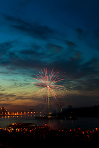 夜空中绚丽多彩的烟花