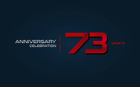 73周年纪念庆祝红色标志, 向量例证在深蓝背景