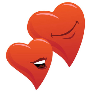 超甜情侣插画图可爱的微笑浪漫的心情侣卡通矢量插画照片