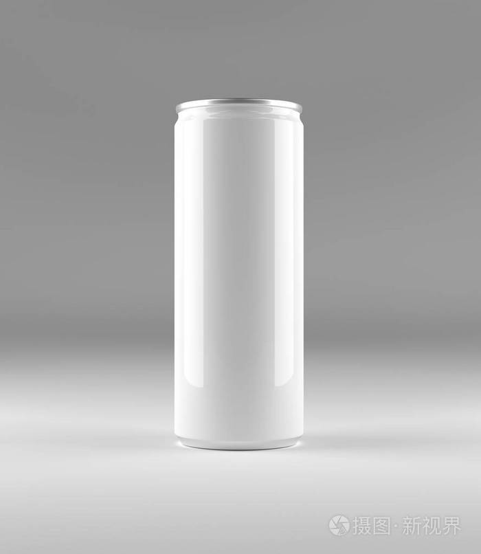 空白铝罐, 样机在灰色背景与地方为您的设计和品牌照片-正版商用图片0