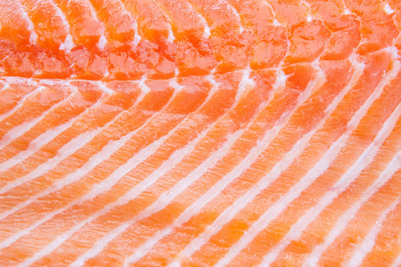 新鲜的红鲑鱼里脊特写背景
