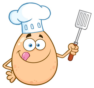 锅铲卡通拿着锅铲的厨师蛋照片