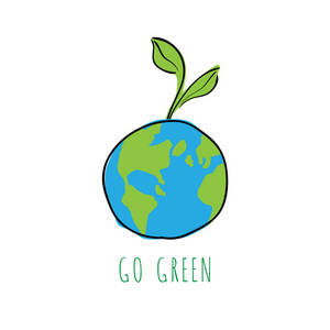 绿色标志。代表拯救地球, 拯救环境, 全球变暖, 生态保护