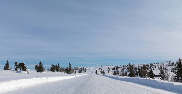 在挪威的冬天路